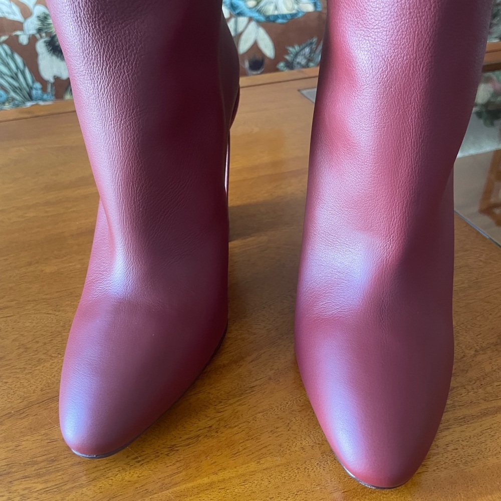 Salvatore Ferragamo Women's Antea Burgundy Leather Suede Knee High Boots size 9 - Picture 3 of 16